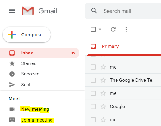 Google Meet access from Gmail