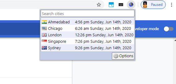 FoxClocks gives you an option to add a world clock with your selected regions/time-zones/locations to add it to your browser’s status bar.