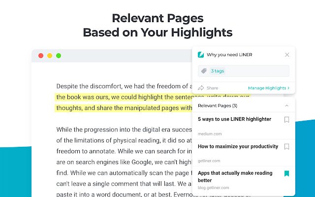 Liner is a free Chrome extension that helps to highlight sentences or parts of the content from anywhere on the Internet