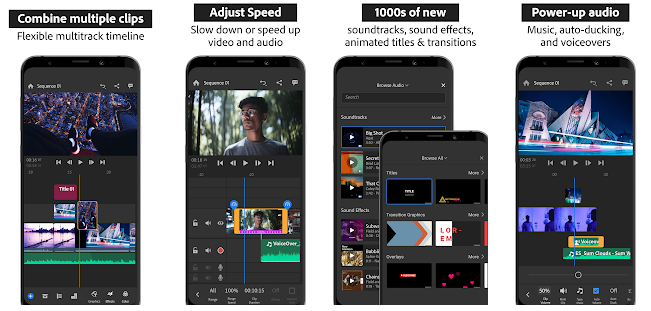 Adobe Premiere Rush is one of the best video editing apps for android with all advanced functionalities.