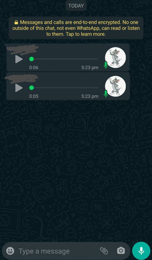 Open WhatsApp Chat to play the Voice Note to listen to it privately without earphones