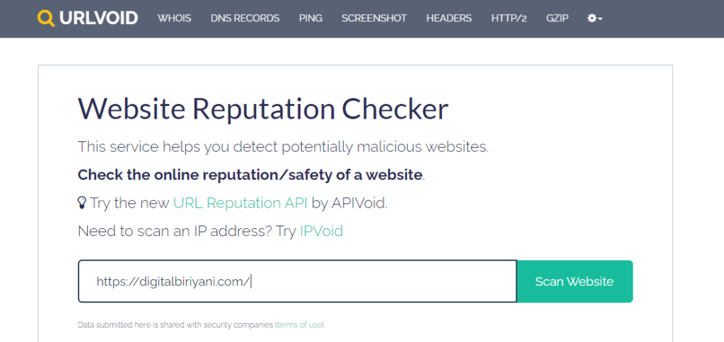 URLVoid analyzes the link from 30+ blacklist engines and other online website reputation services. So, it increases the chances of detection of fraudulent and malicious websites and links. Moreover, it also offers the identification of malware and phishing incidents. Cyber security companies and IT researchers use this tool to enhance the process of cyber threat analysis.