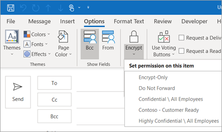 Send confidential emails in outlook