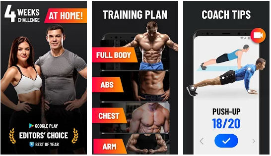 Home Workout is amazing App which has training sessions for full body workouts. No need of any equipments.