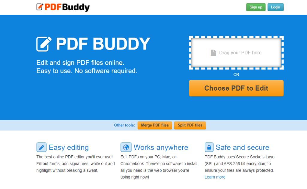 PDF Buddy is another free online pdf editor.