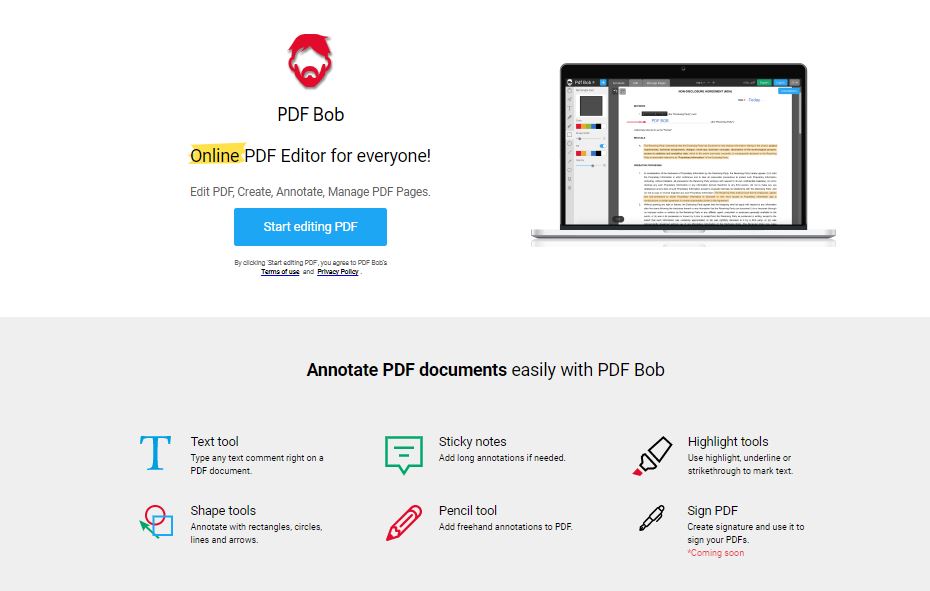 PDF Bob makes annotations on PDFs effortlessly.