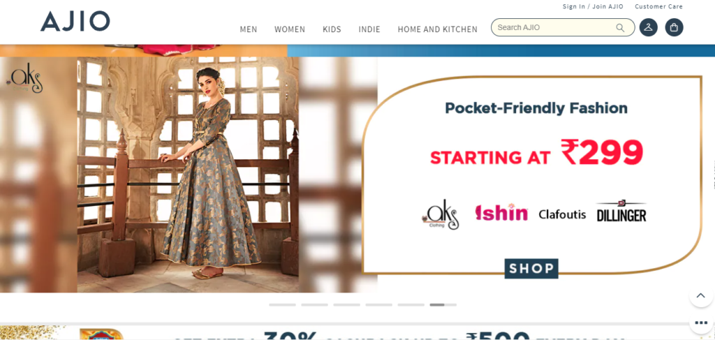 AJIO is one of the best shopping sites in India handled by Reliance Retail.