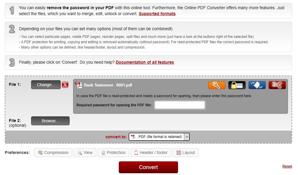 Online2pdf is one of the best password remover online tools that offers seamless password removing functionality.