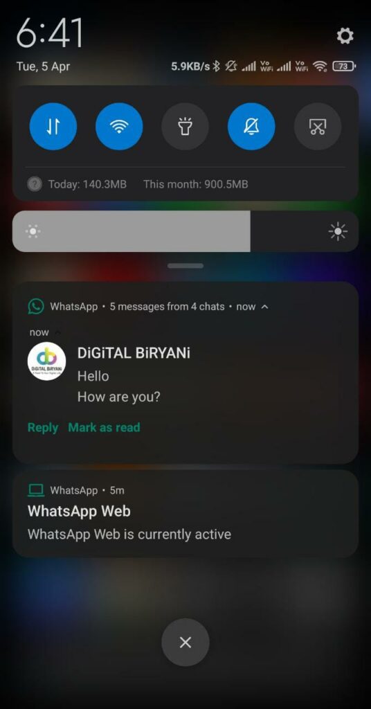 How To Hide Online in WhatsApp - Reply from the notification window.