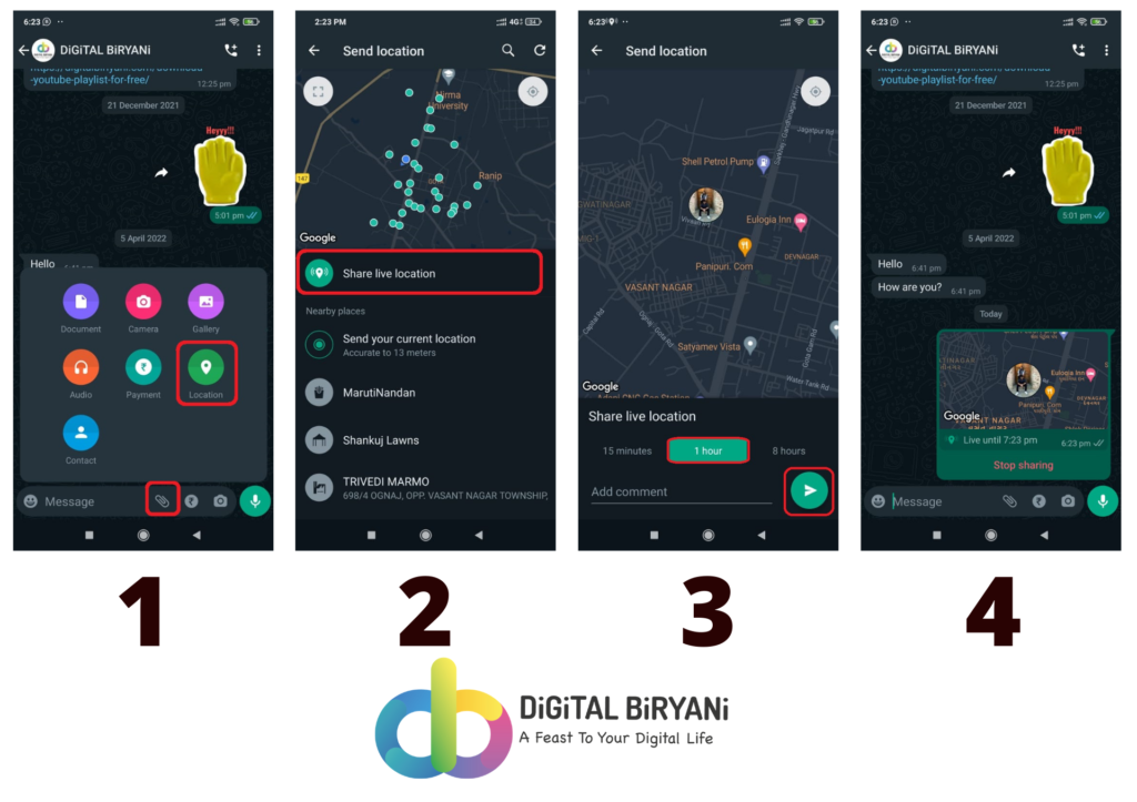 How to share a fake location on WhatsApp DiGiTAL BiRYANi 01