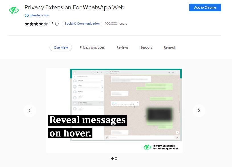 Best WhatsApp Web Chrome Extensions - Privacy Extension for WhatsApp Web