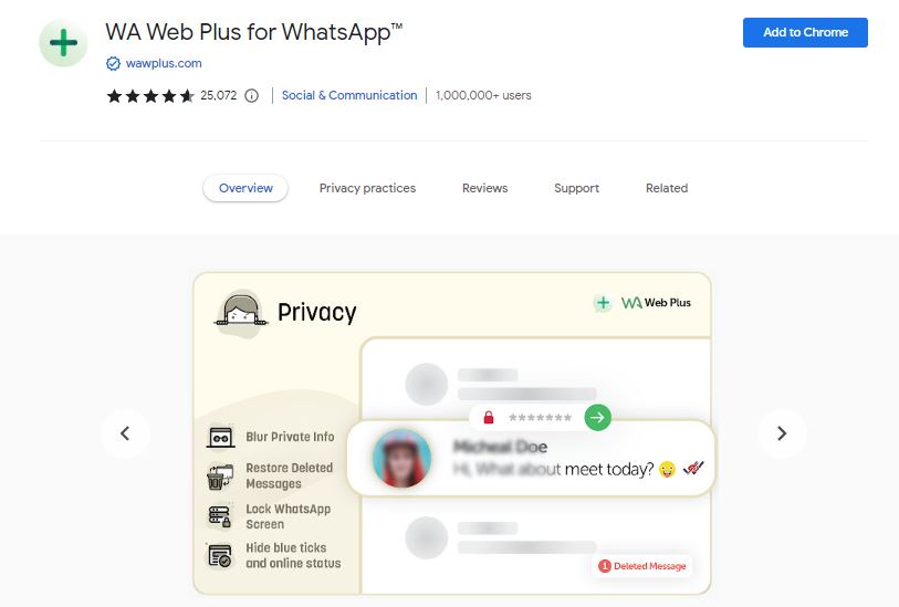 Best WhatsApp Web Chrome Extensions - WA Web Plus for WhatsApp