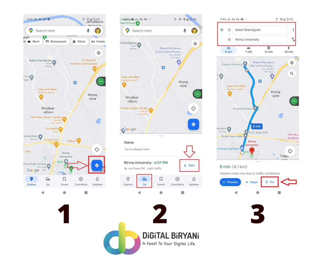 How To Save A Route On Google Maps - DiGiTAL BiRYANi - 01